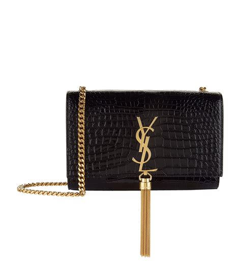 Saint Laurent Kate YSL Monogram Snakeskin Tassel Shoulder Bag